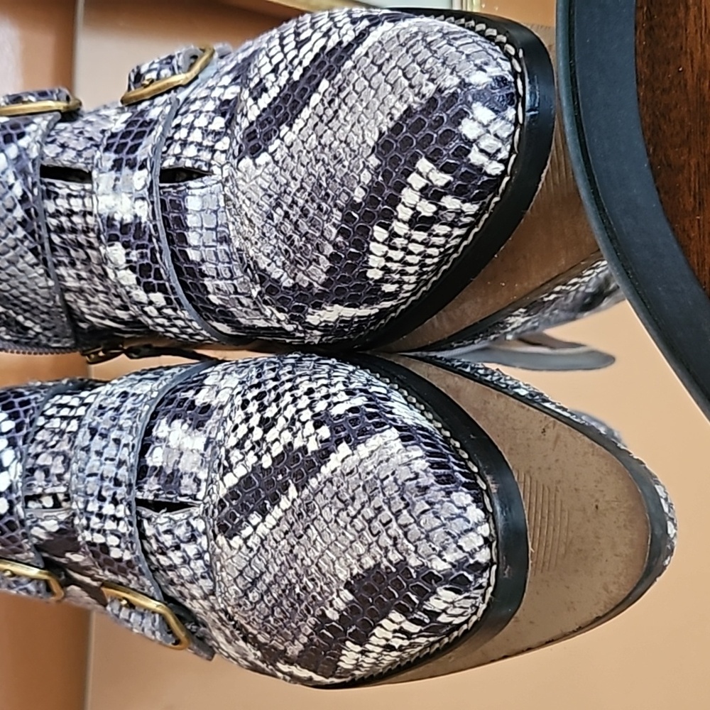 J. Crew Snake Print Leather Ankle Zipper Boots. - Picture 12 of 12